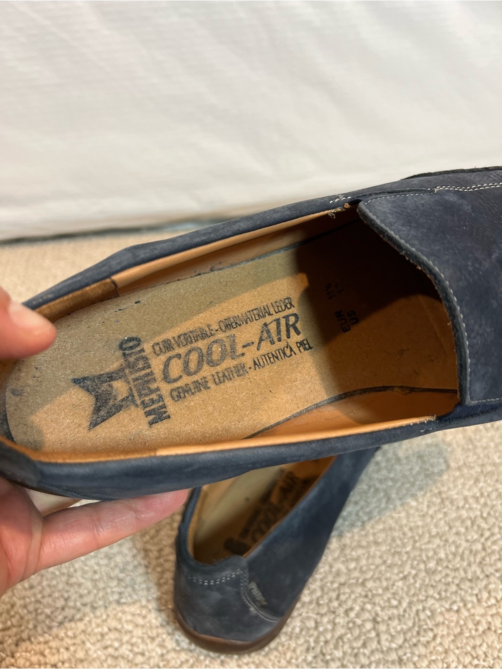 Mephisto Edlef Cool-Air Driving Loafer Shoe Men 12 Moccasins Blue Suede Leather - Picture 8 of 15